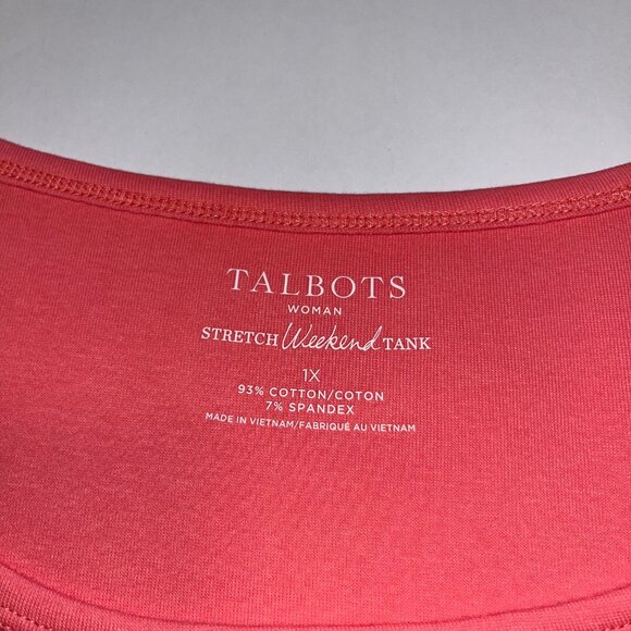 Talbots NWT Sleeveless Stretch Weekend Tank Cotton Blend Size 1X (14W-16W) - Picture 3 of 5